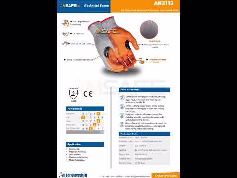 AN3113 15G Thumb fork Reinforced Nitrile Super Foam Coated Gloves