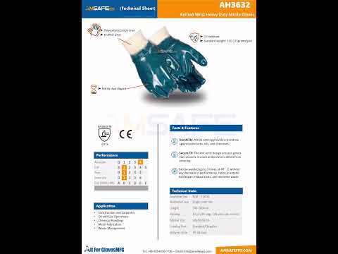 AH3632 Knitted Wrist Heavy Duty Nitrile Gloves