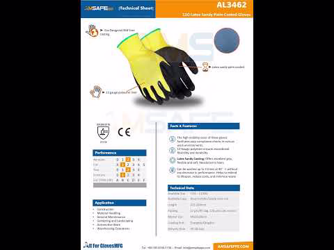AL3462 13G Latex Sandy Palm Coated Gloves