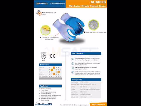 AL3402B Plus Latex Crinkle Coated Glove